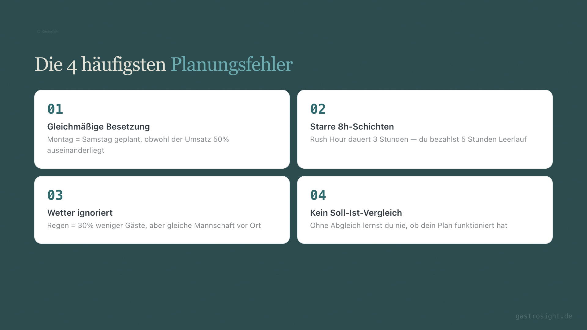 Die 4 häufigsten Fehler in der Dienstplanung